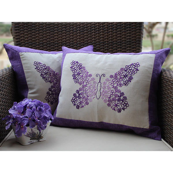 Embroidered Butterfly Cushion